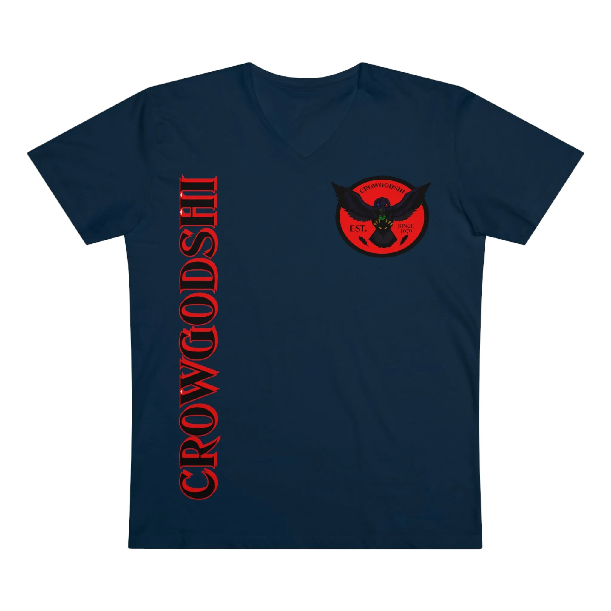 Crowgodshi Designer First Generation Men’s Presenter V-neck, RED LOGO