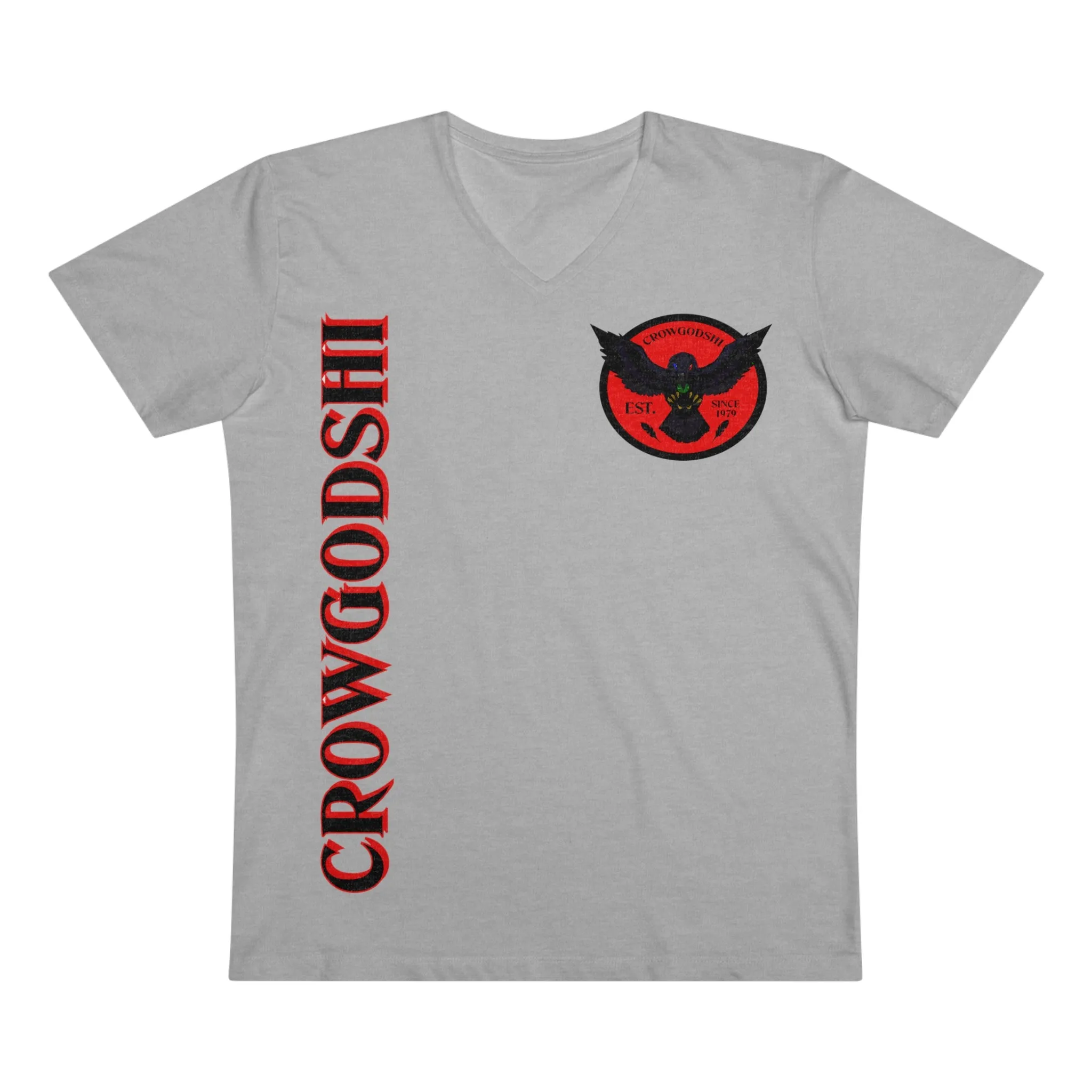 Crowgodshi Designer First Generation Men’s Presenter V-neck, RED LOGO