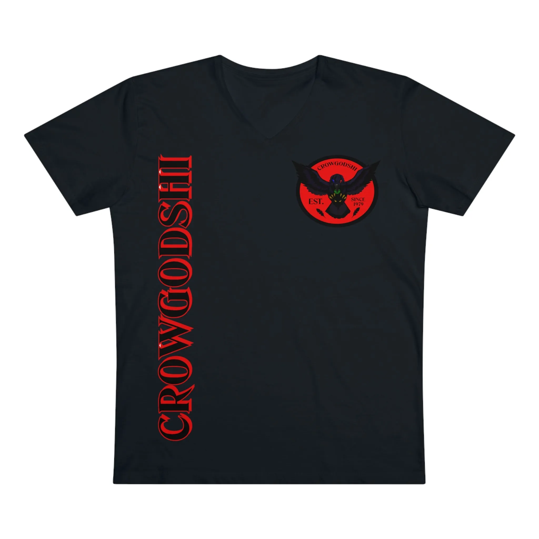 Crowgodshi Designer First Generation Men’s Presenter V-neck, RED LOGO