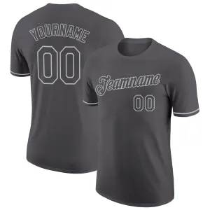 Custom Steel Gray Gray Performance T-Shirt