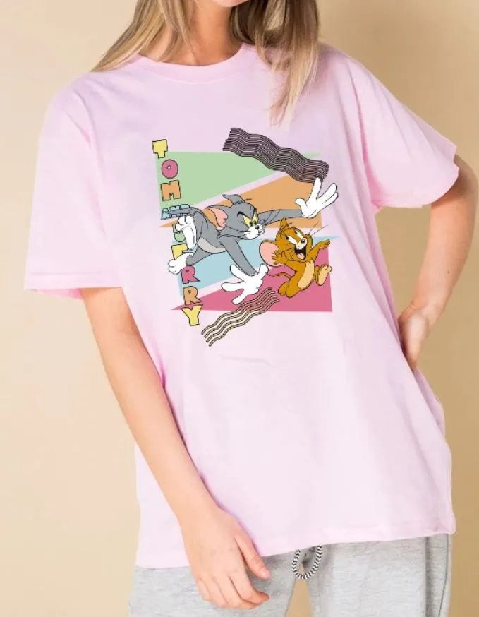 Daisy Street Licensed Relaxed T-Shirt With Tom and Jerry 90's Print