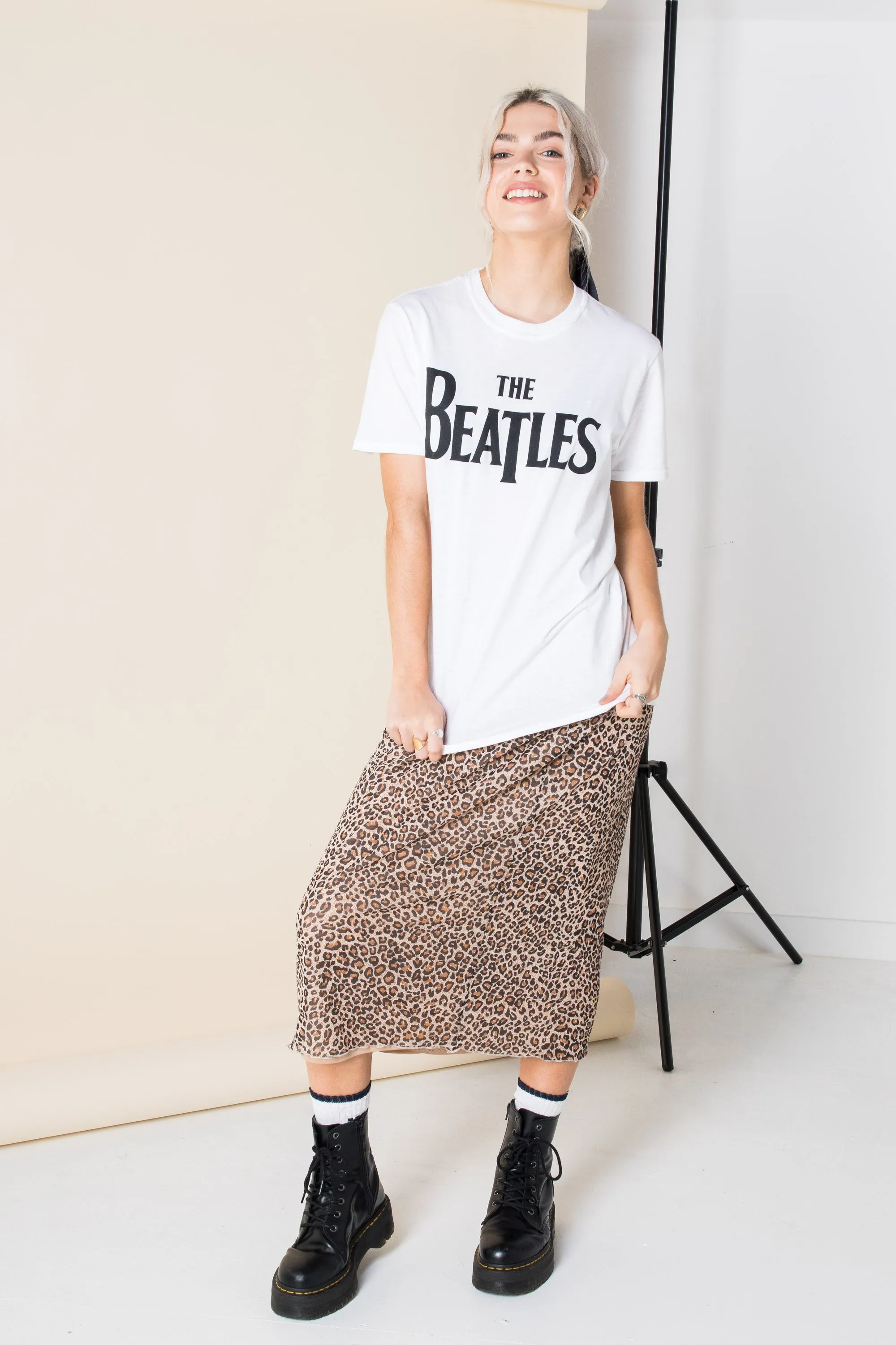 Daisy Street Relaxed T-Shirt with The Beatles Print