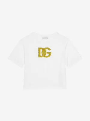 Dolce & Gabbana Girls Maiolica Logo T-Shirt in White