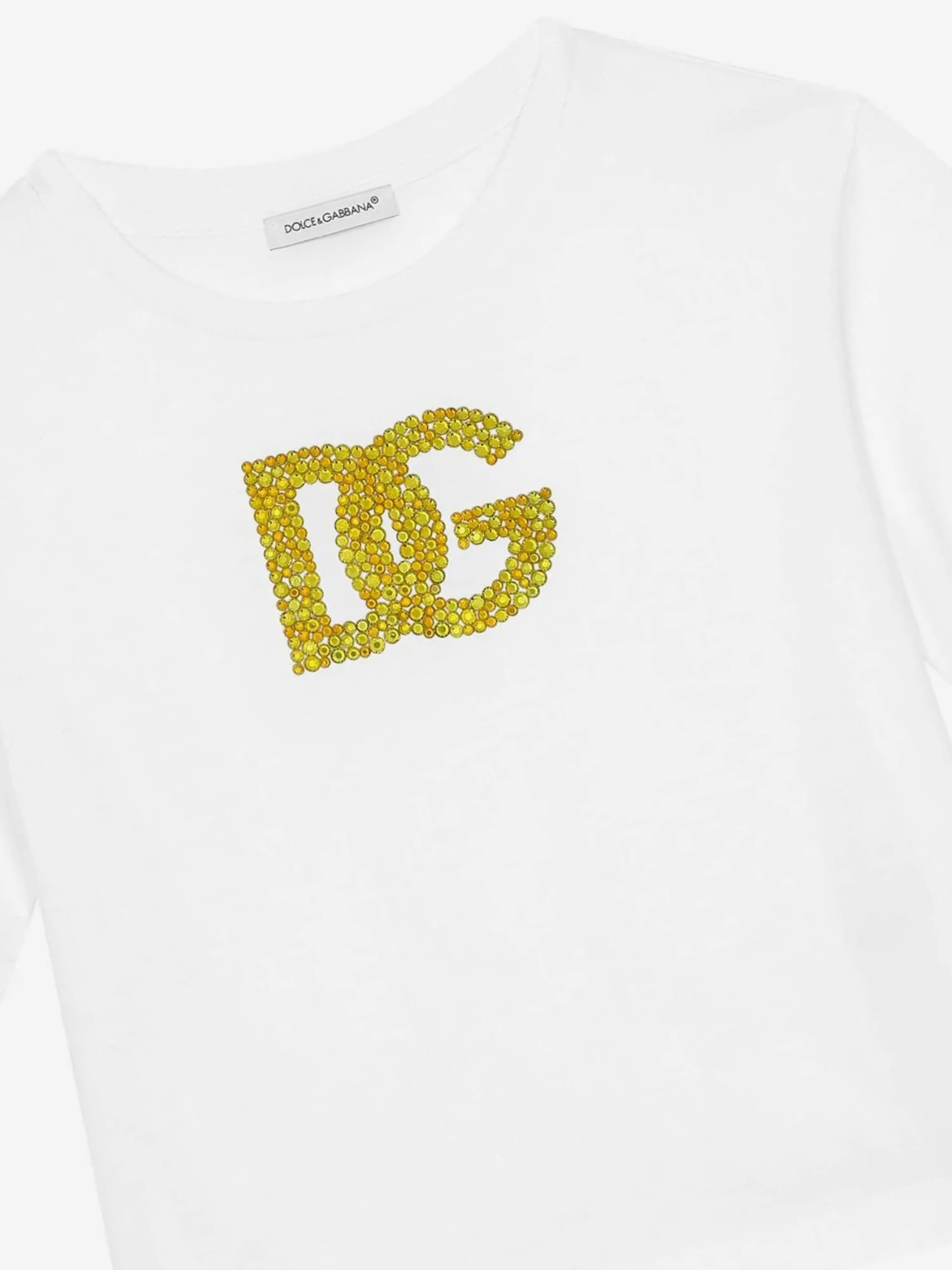 Dolce & Gabbana Girls Maiolica Logo T-Shirt in White