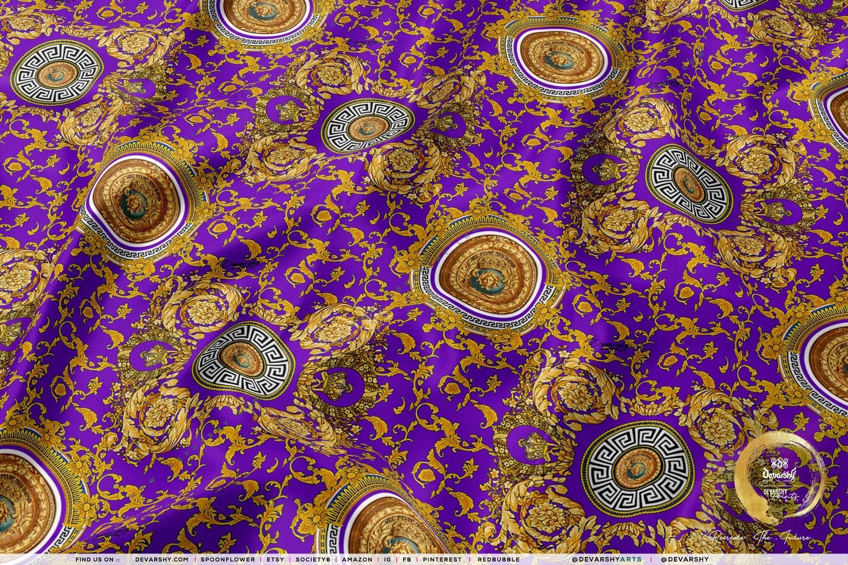 Golden Medallion Apparel Fabric 3Meters , 9 Designs | 8 Fabrics Option | Baroque Fabric By the Yard | 031