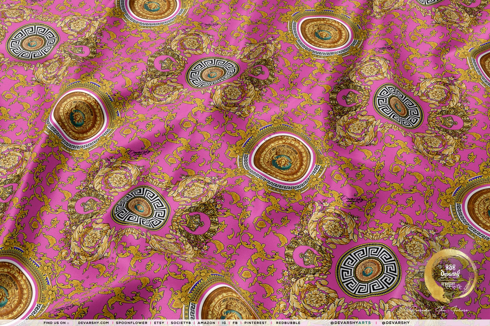 Golden Medallion Apparel Fabric 3Meters , 9 Designs | 8 Fabrics Option | Baroque Fabric By the Yard | 031