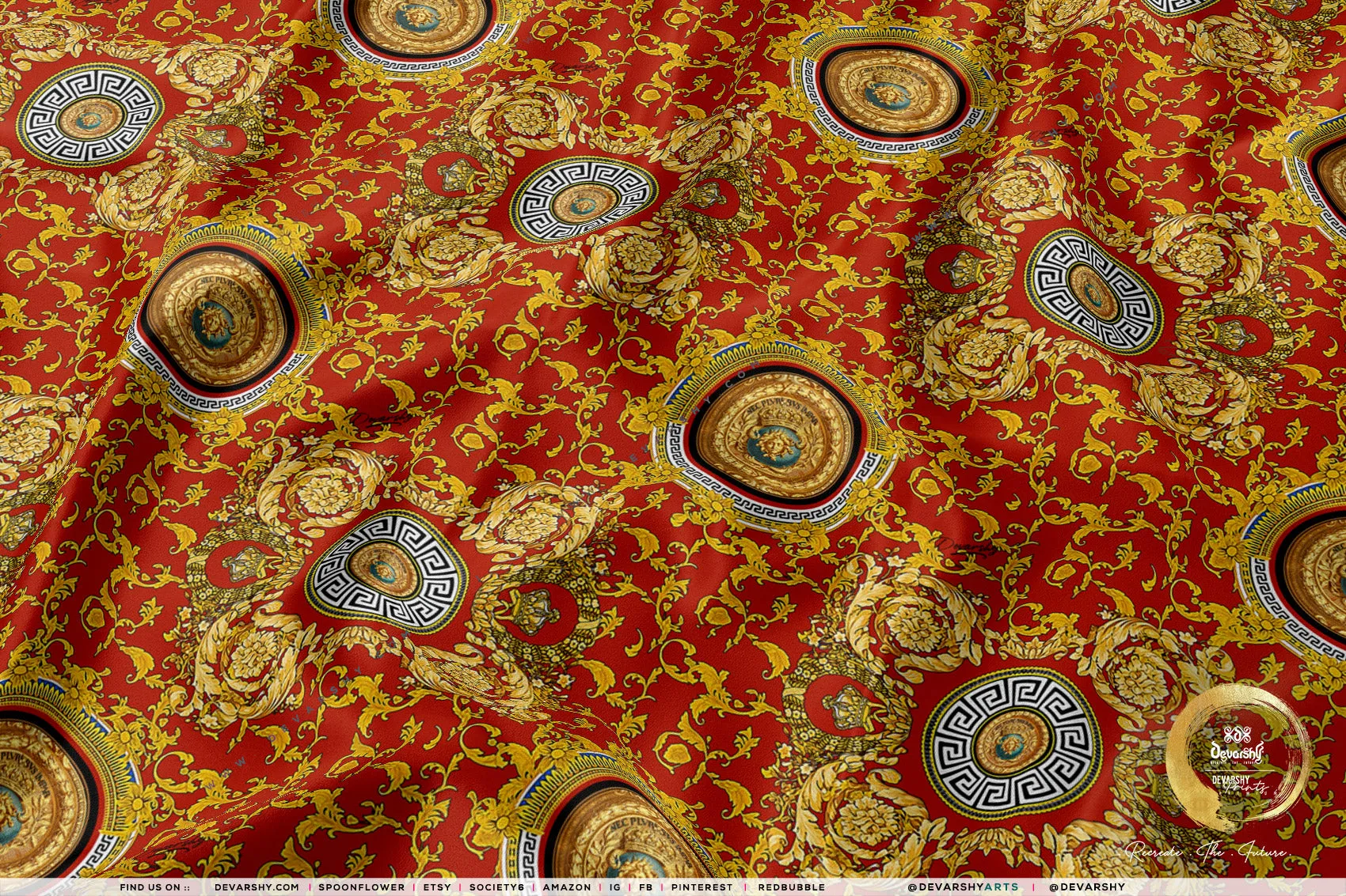 Golden Medallion Apparel Fabric 3Meters , 9 Designs | 8 Fabrics Option | Baroque Fabric By the Yard | 031