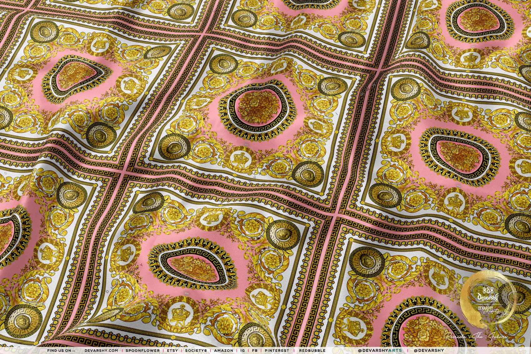 Golden Medallion Apparel Fabric 3Meters , 9 Designs | 8 Fabrics Option | Baroque Fabric By the Yard | 031