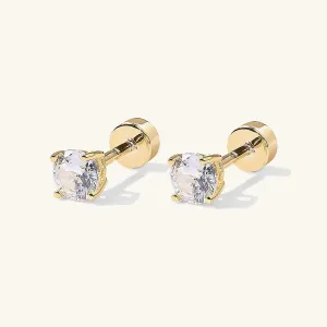 Golden Moissanite Four Prong Stud Earrings 0.3CT