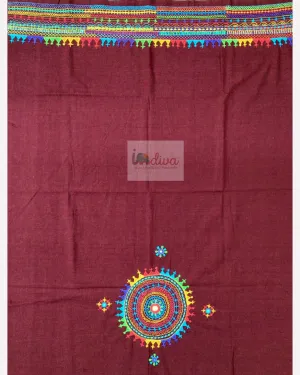 Indiva Lambani Embroidered Maroon Khadi Blouse Piece