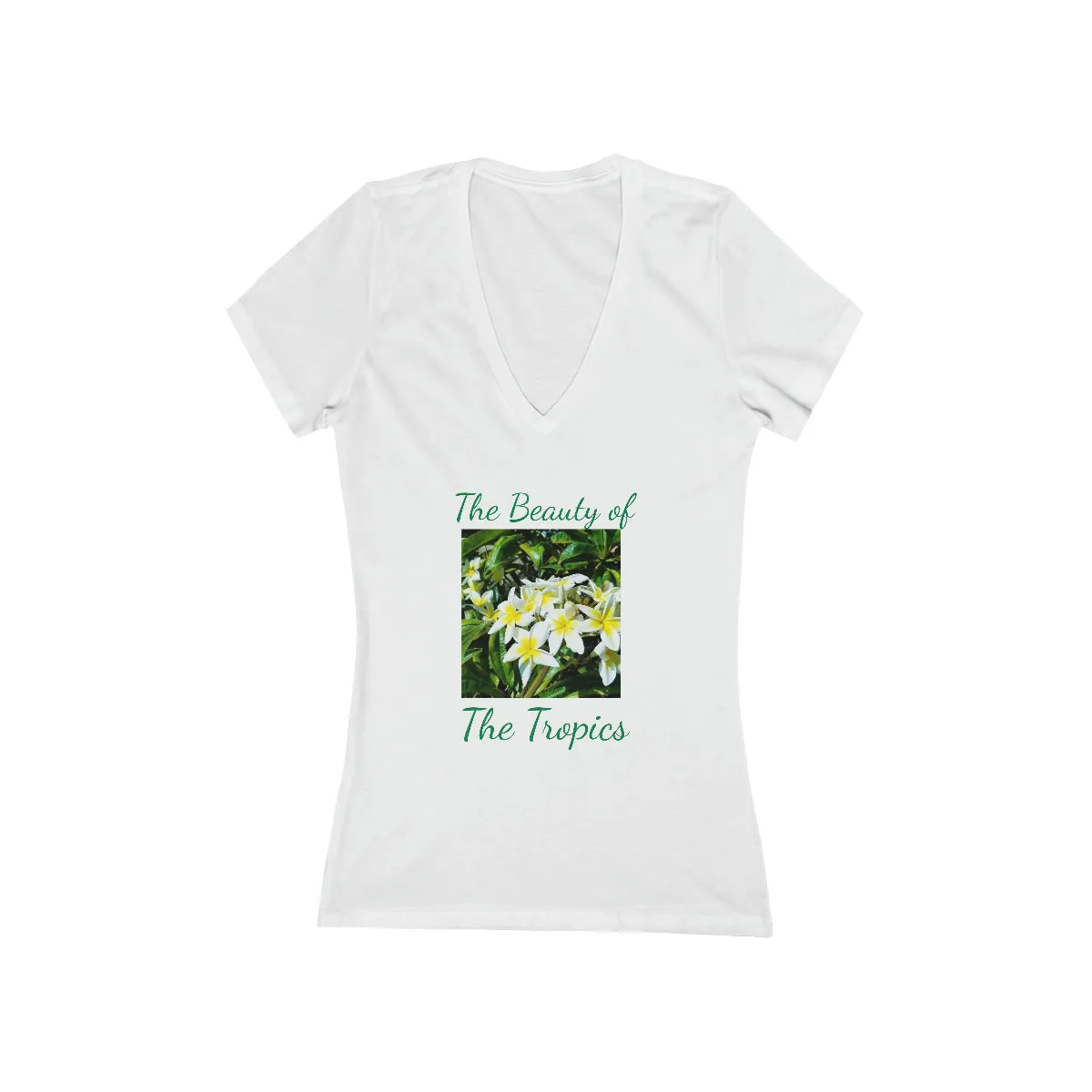 Islander Plumeria Women's Jersey Short Sleeve Deep V-Neck Tee