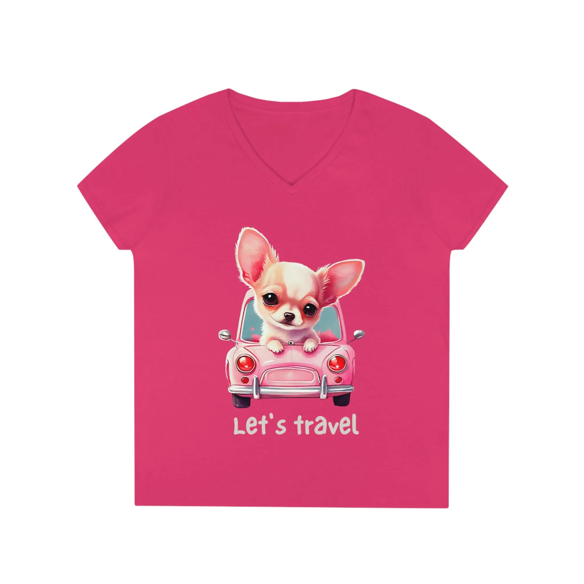 Let’s Travel Dog Ladies' V-Neck T-Shirt POD