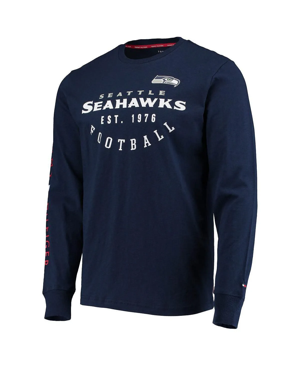 Men's College Navy Seattle Seahawks Peter Tommy Hilfiger Long Sleeve T-Shirt, Blue