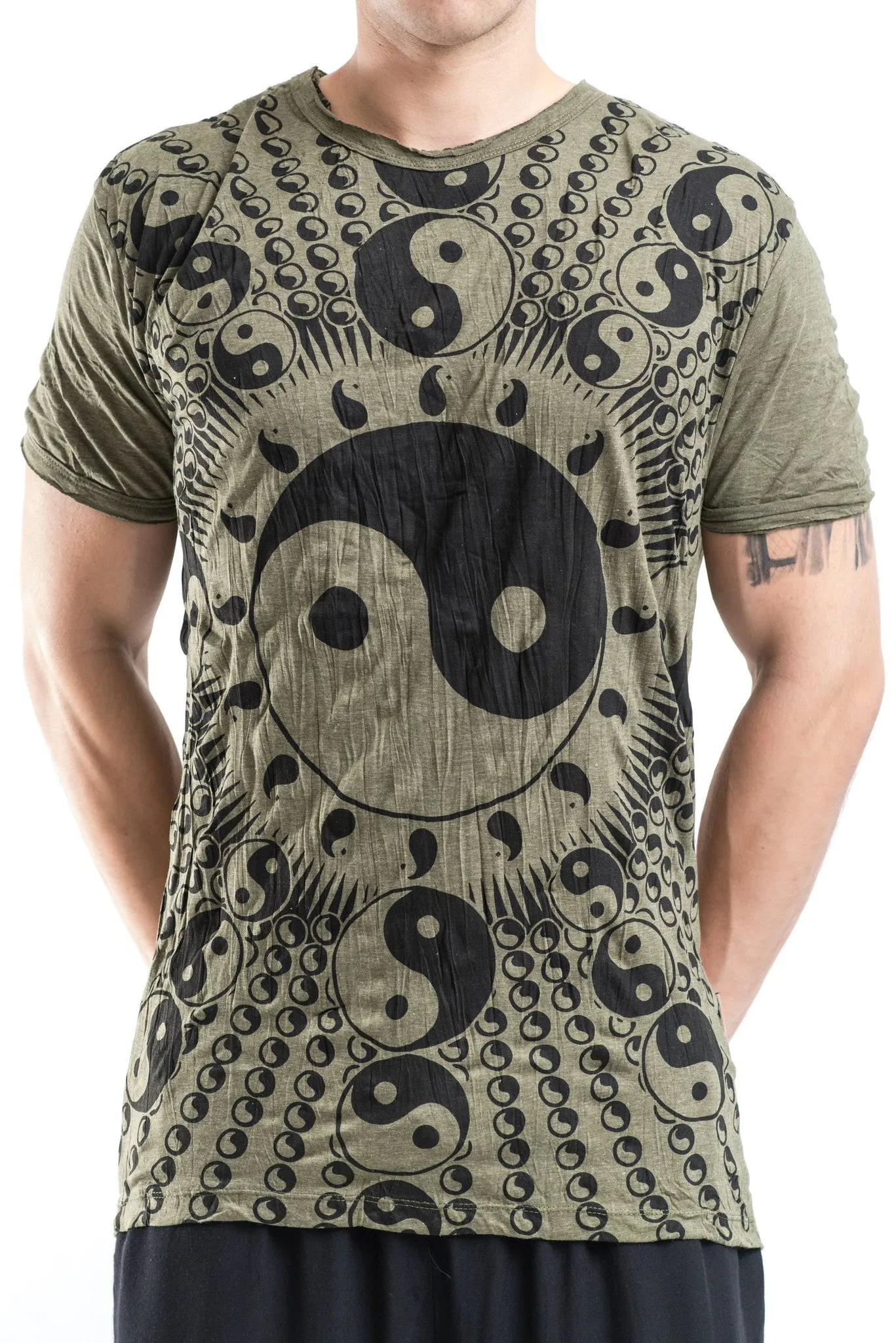 Mens Multi Yin-Yang T-Shirt in Green