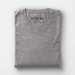 Men's V-neck plain T-shirt Grey (Regular Fit)