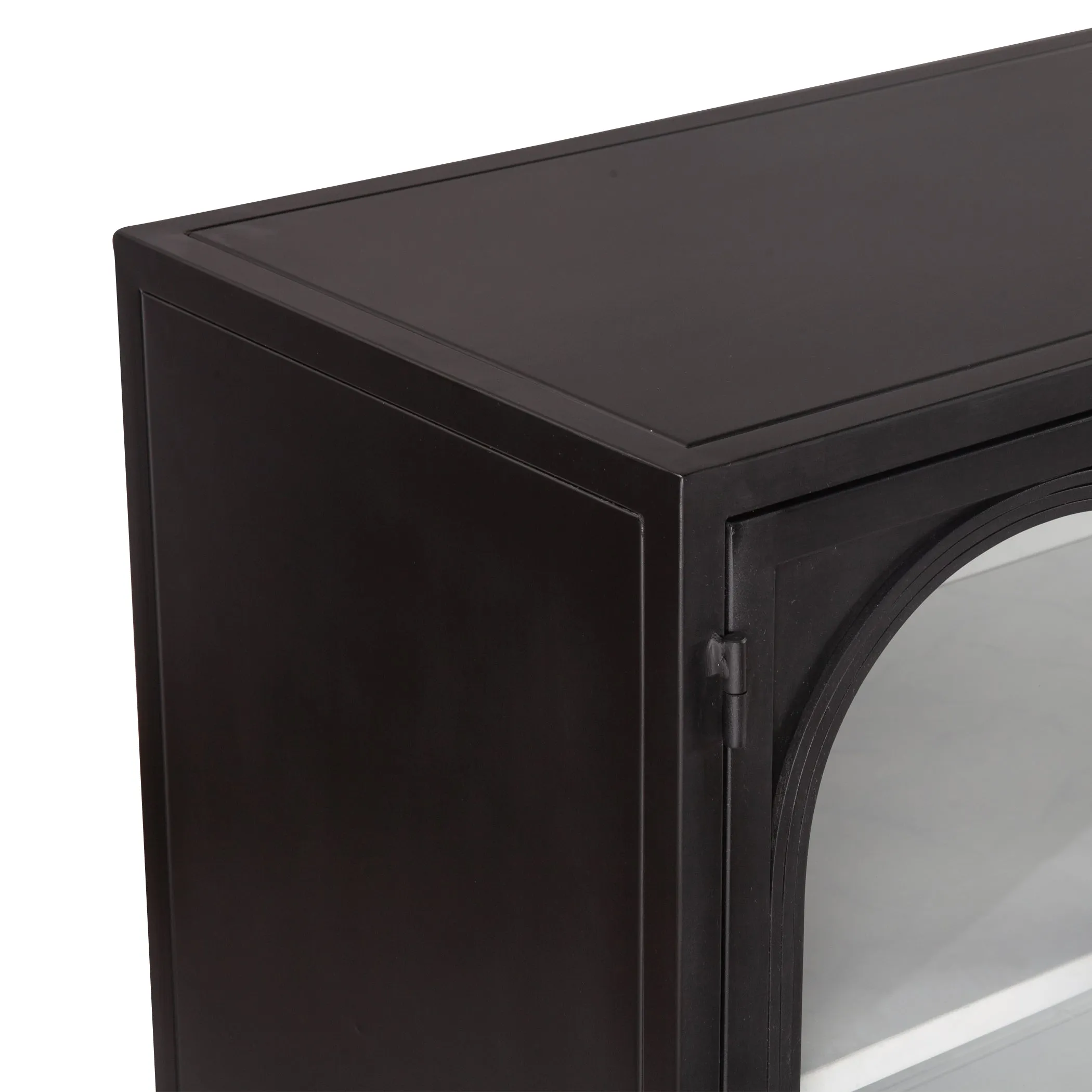 Neapolitan 63" Iron and Glass Sideboard in Matte Black