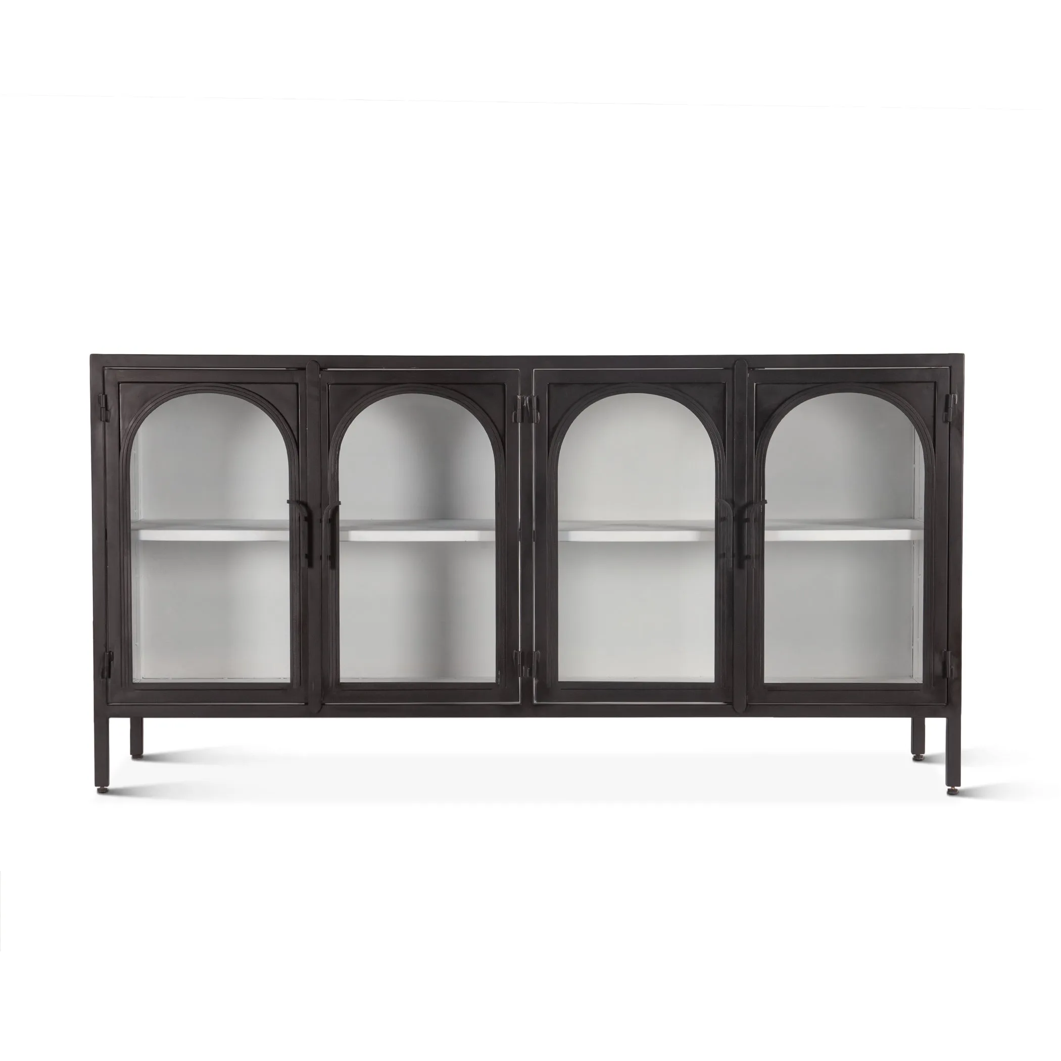 Neapolitan 63" Iron and Glass Sideboard in Matte Black