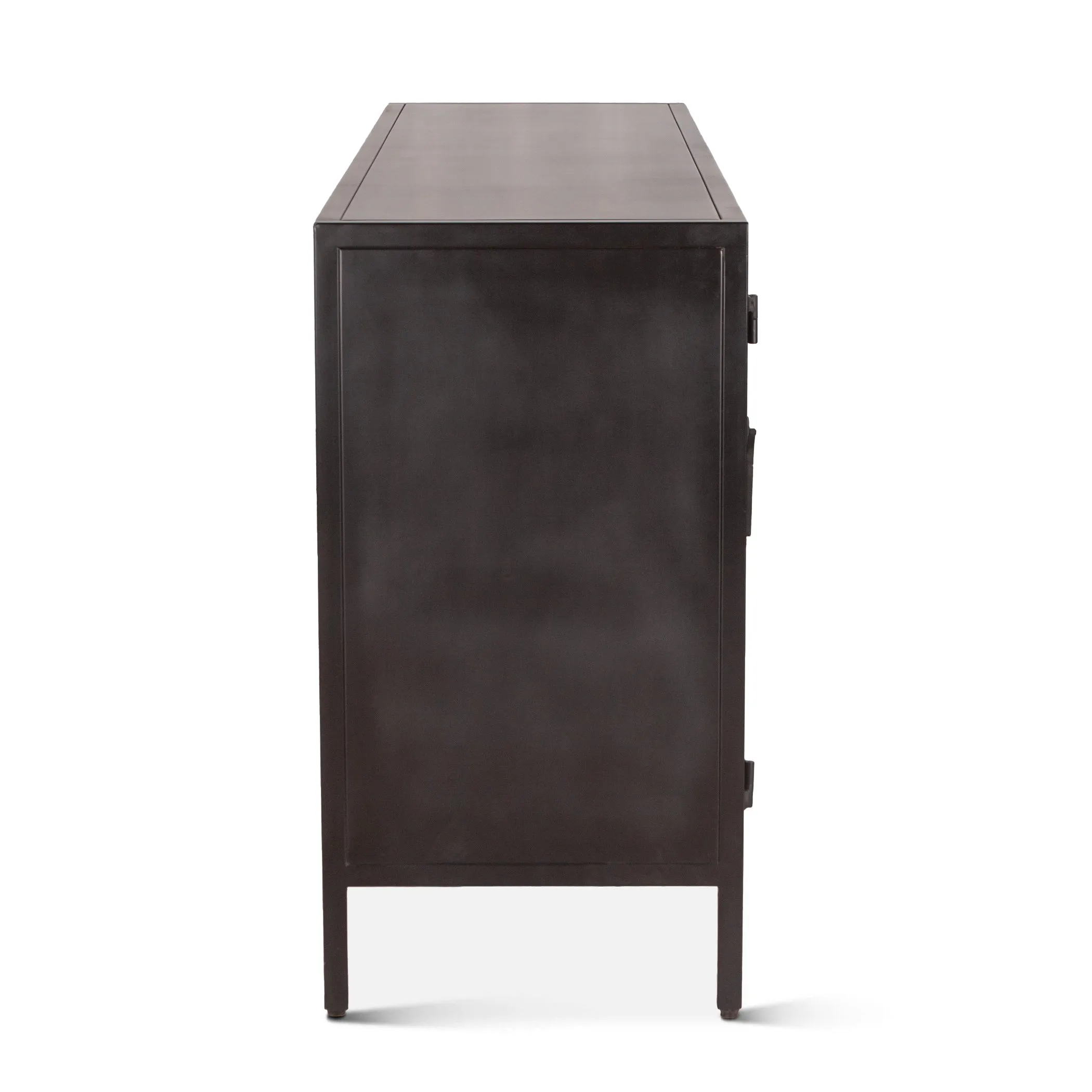 Neapolitan 63" Iron and Glass Sideboard in Matte Black