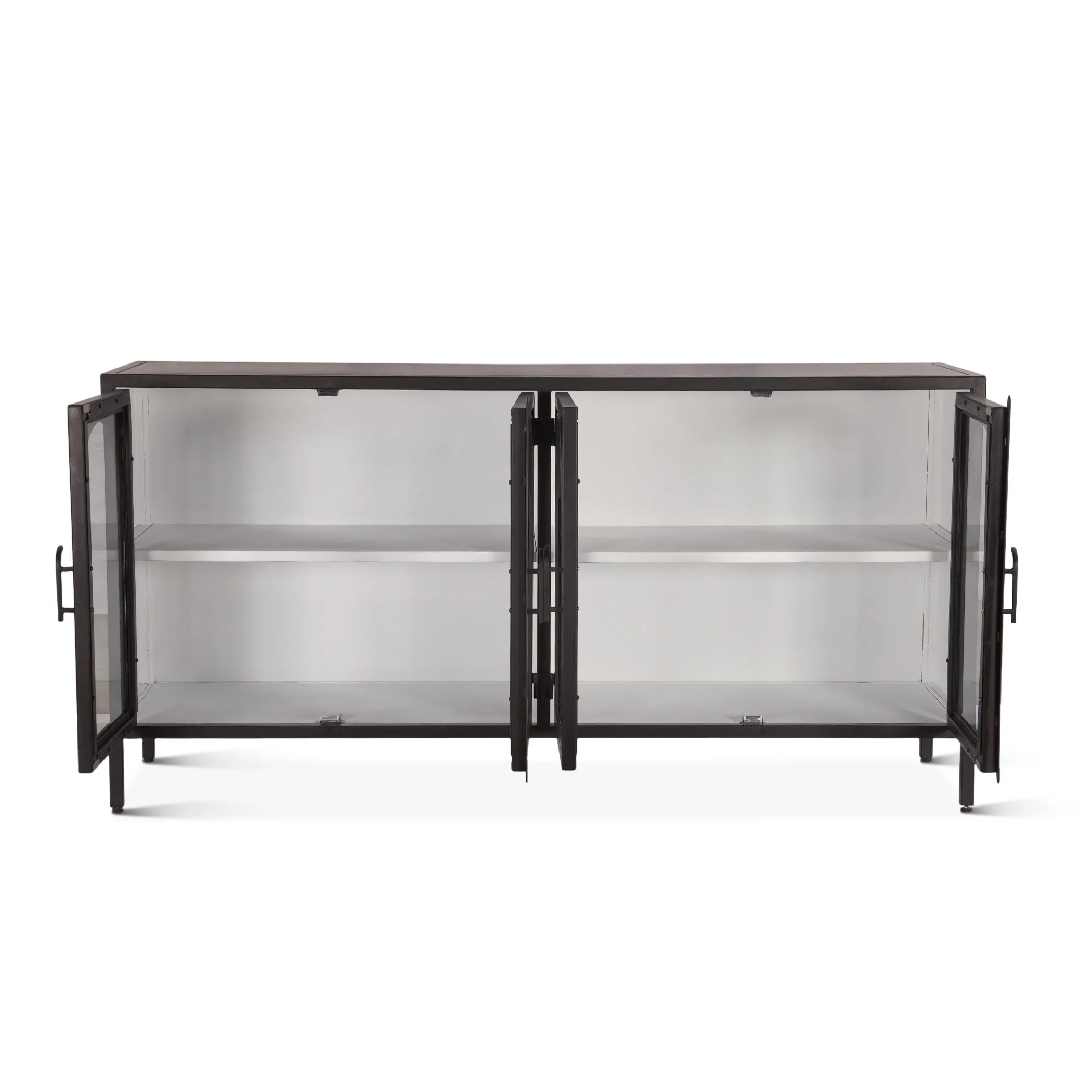 Neapolitan 63" Iron and Glass Sideboard in Matte Black