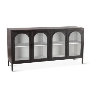 Neapolitan 63" Iron and Glass Sideboard in Matte Black