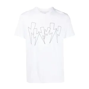 Neil Barrett Jumbled Bolt Embroidered White T-Shirt