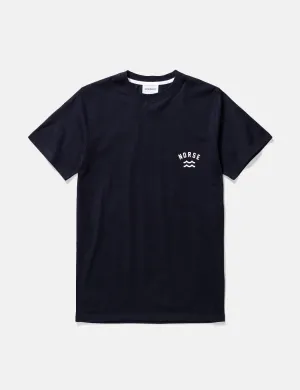 Norse Projects Niels Ivy Wave Logo T-Shirt - Dark Navy Blue