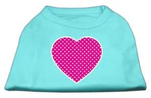 Pink Swiss Dot Heart Screen Print Shirt Aqua Med (12)