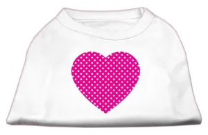 Pink Swiss Dot Heart Screen Print Shirt White XXXL (20)