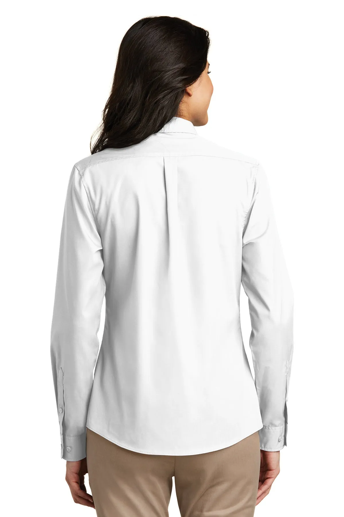 Port Authority Ladies Carefree Poplin Customized Shirts, White