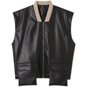 Pre Order:  Baseball Collar Dangling Pockets Vest