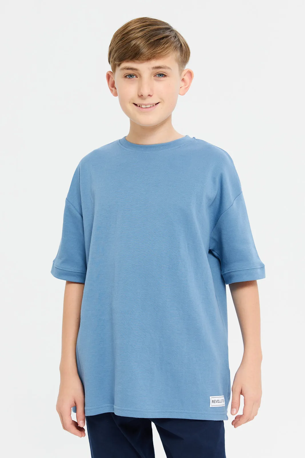 Senior Boys Blue Short Sleeve Oversize T-Shirt