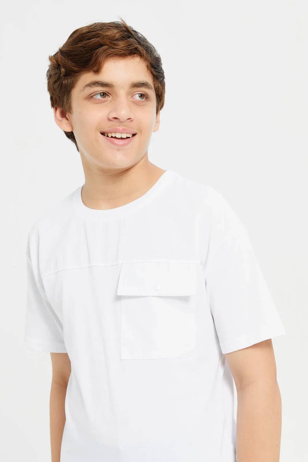 Senior Boys White Embellished T-Shirt