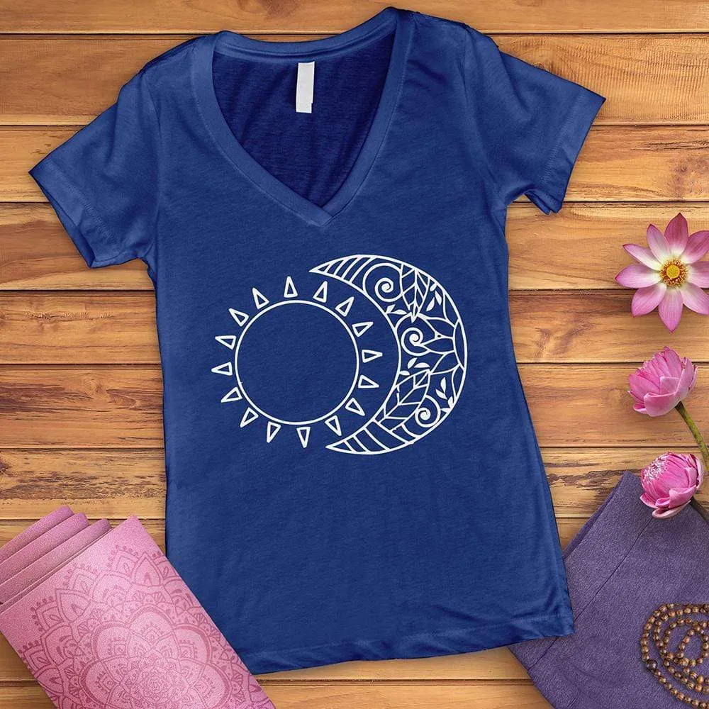 Sun and Moon V-Neck Tee