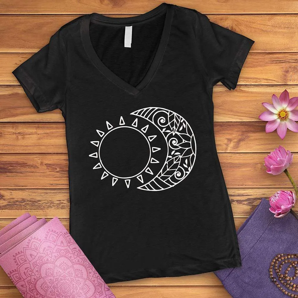 Sun and Moon V-Neck Tee