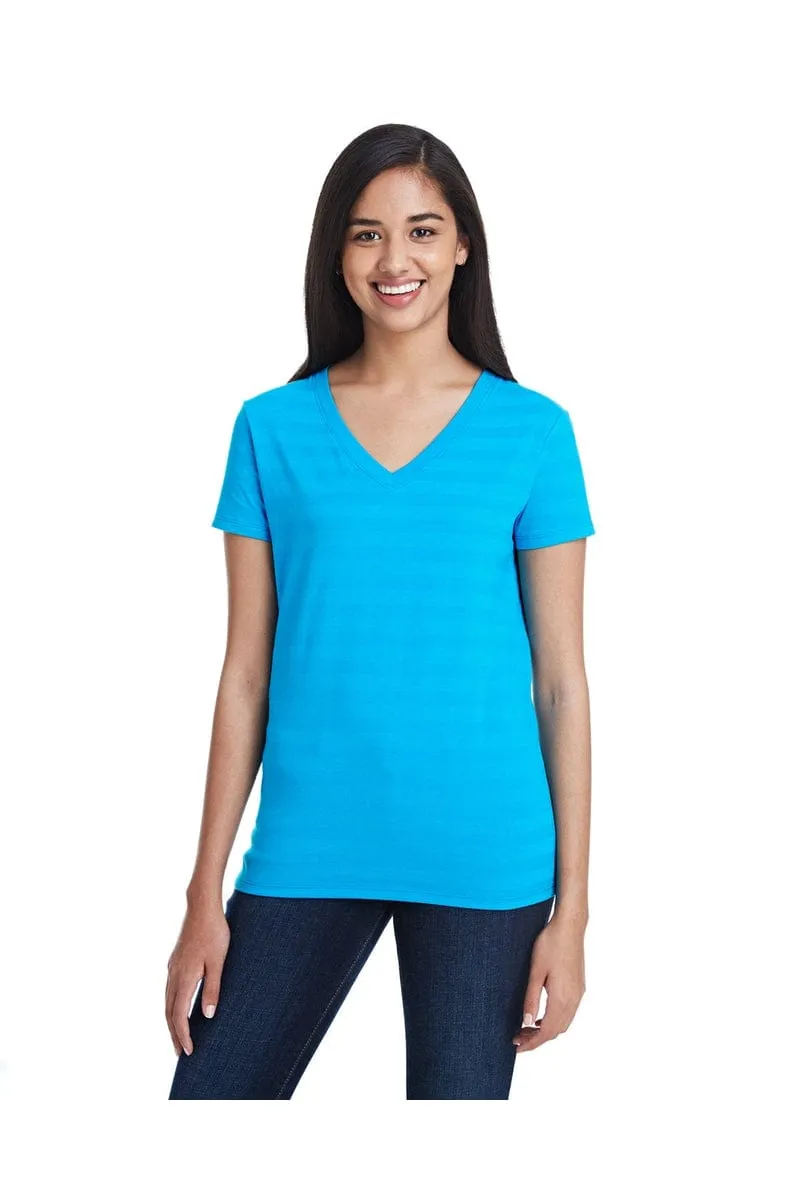 Threadfast Apparel 252RV: Ladies' Invisible Stripe V-Neck T-Shirt