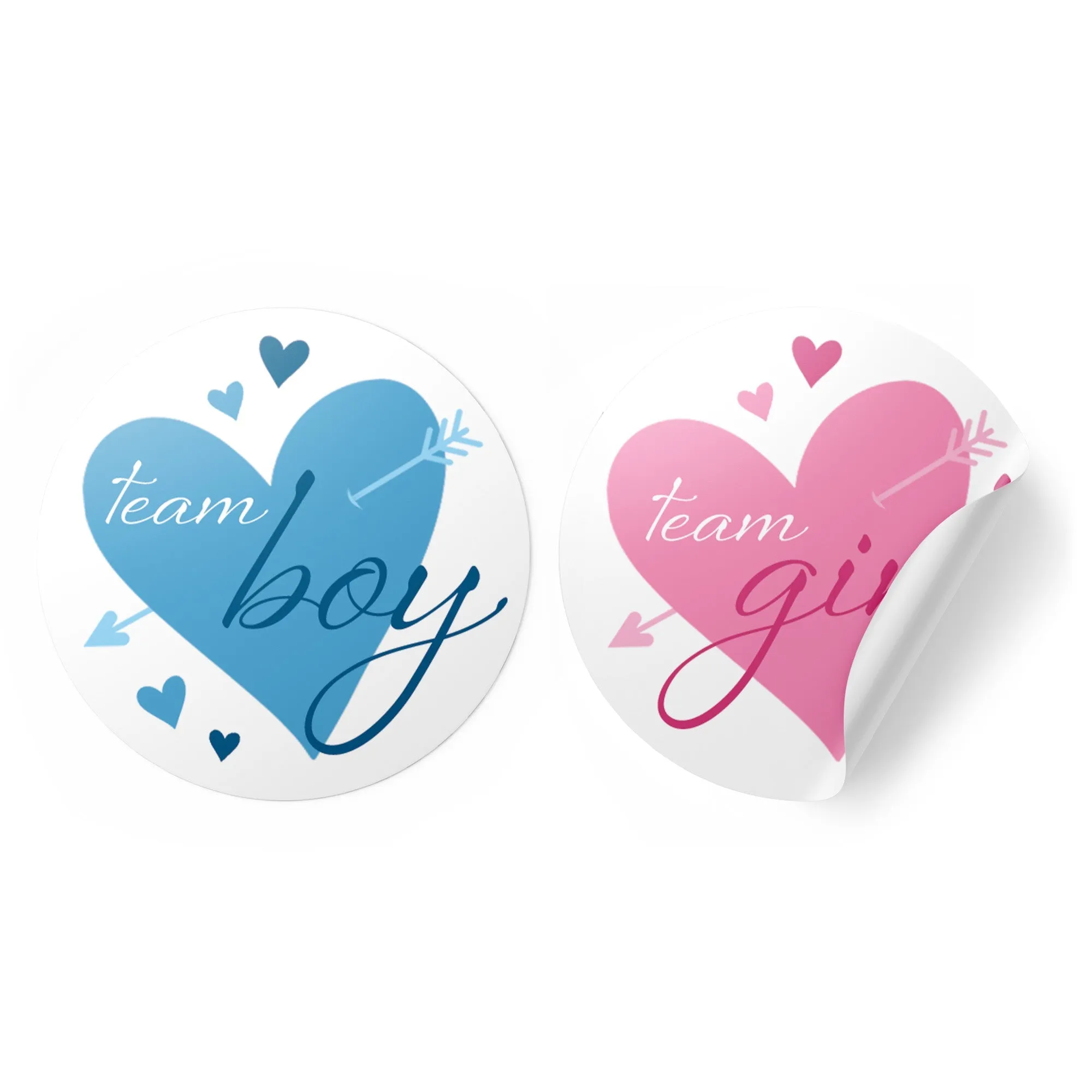 Valentine's Day Gender Reveal Stickers: Blue & Pink Hearts - Team He or Team She Stickers - 40 Stickers