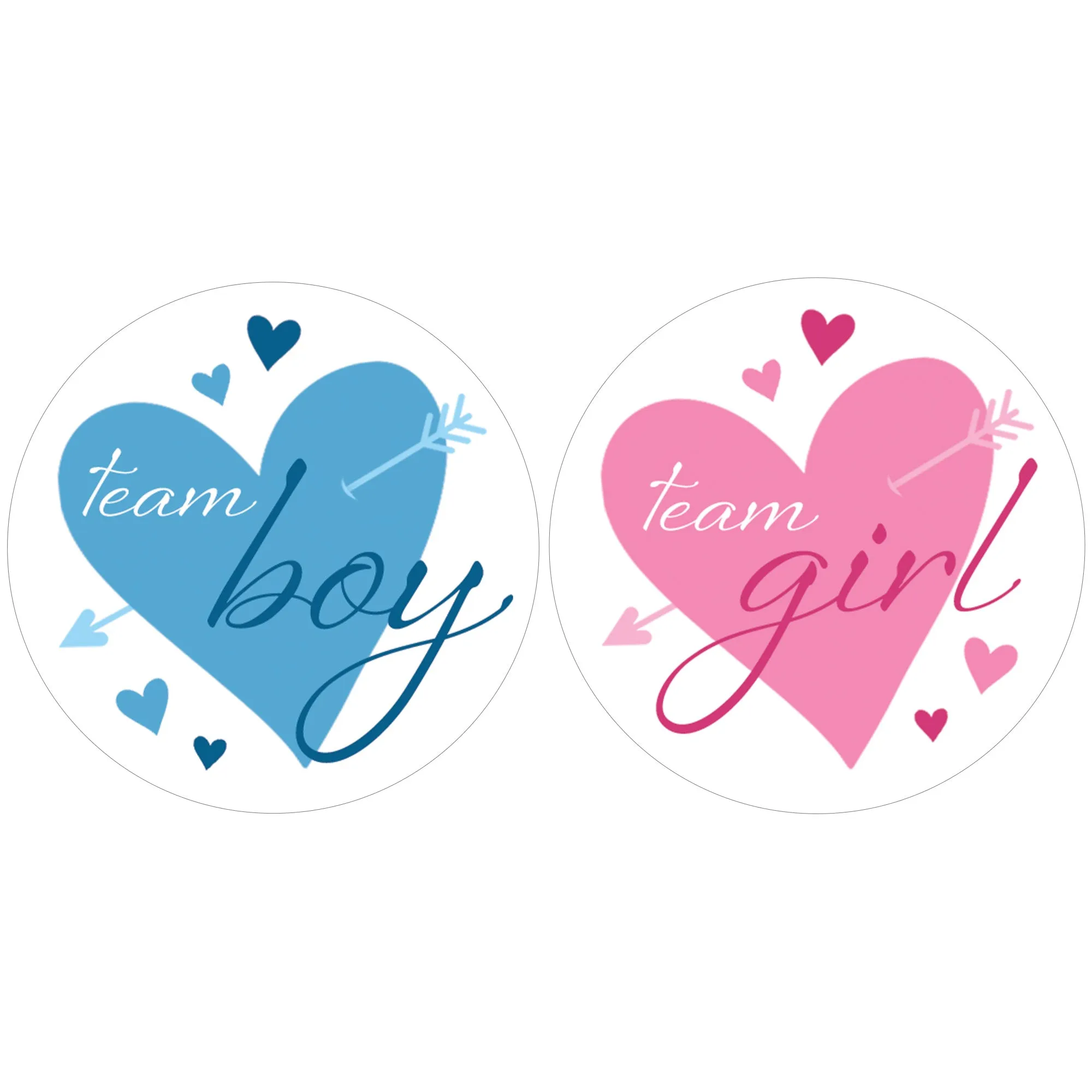 Valentine's Day Gender Reveal Stickers: Blue & Pink Hearts - Team He or Team She Stickers - 40 Stickers