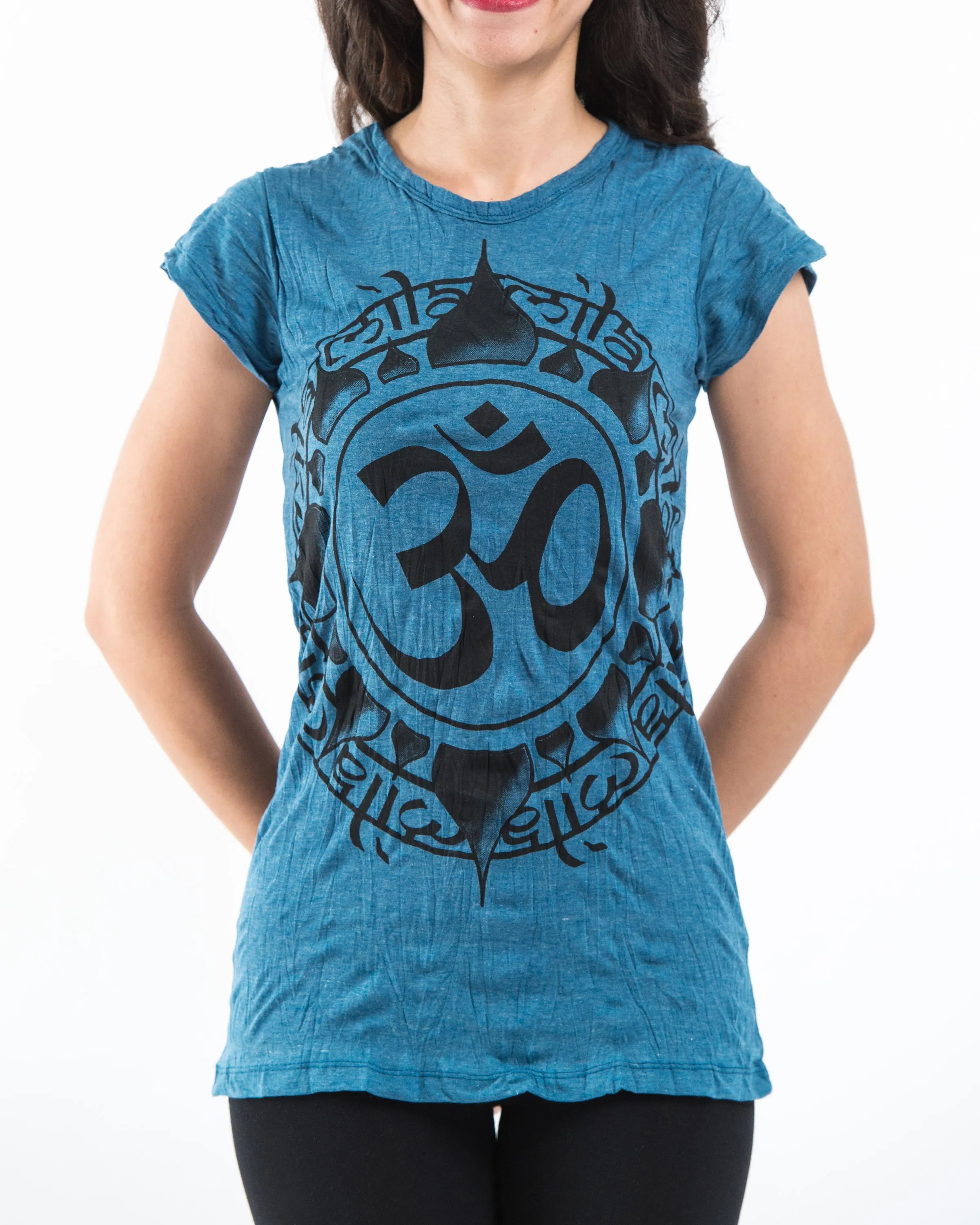 Womens Infinitee Om T-Shirt in Denim Blue