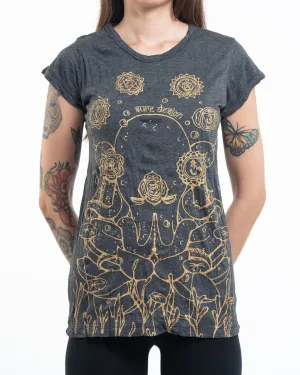 Womens Octopus Chakras T-Shirt in Gold on Black