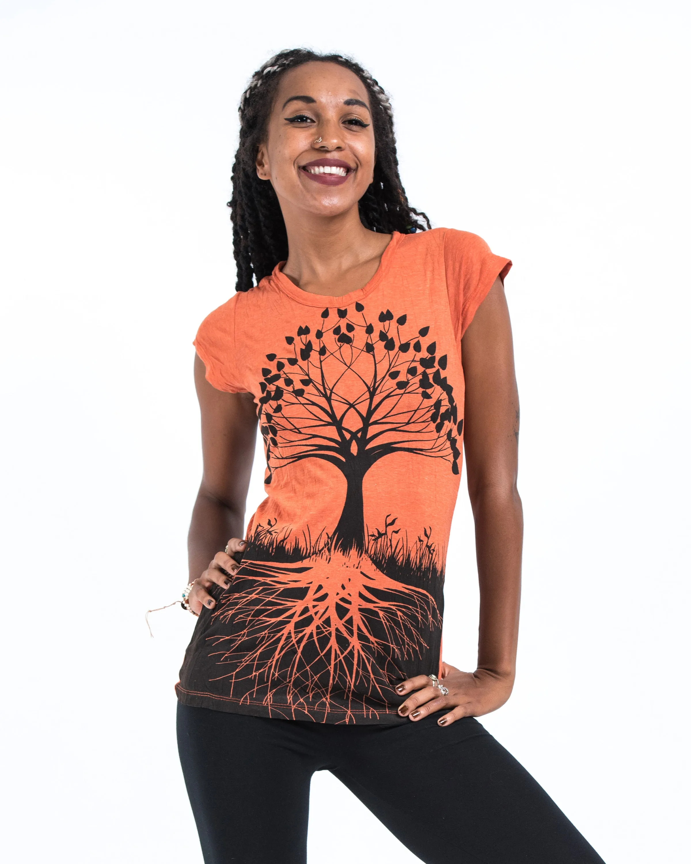 Womens Tree of Life T-Shirt in Orange